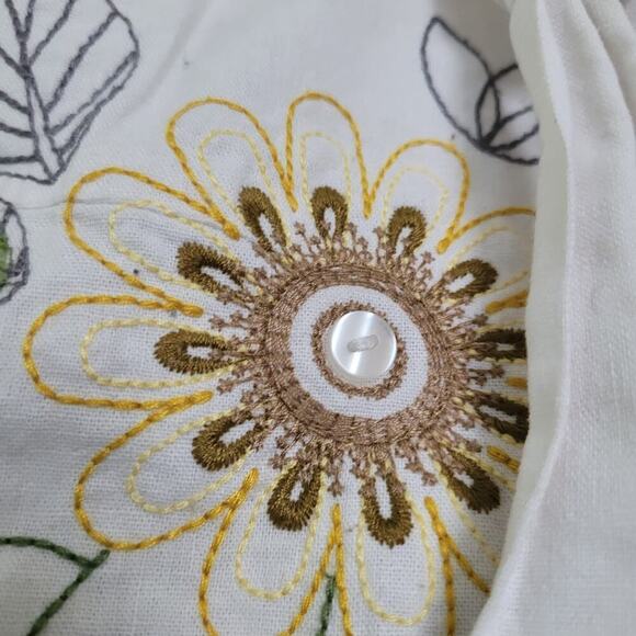 Sherry Taylor Womens A-Line Skirt S White Linen Embroidered Tie Waist Side Zip - Picture 3 of 8